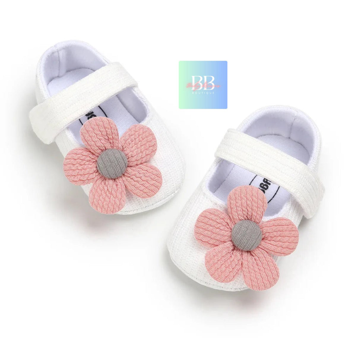Baby/Toddler First Walkers Shoe with Strap & Cute Flower Design. 3 colours, 9-18 months