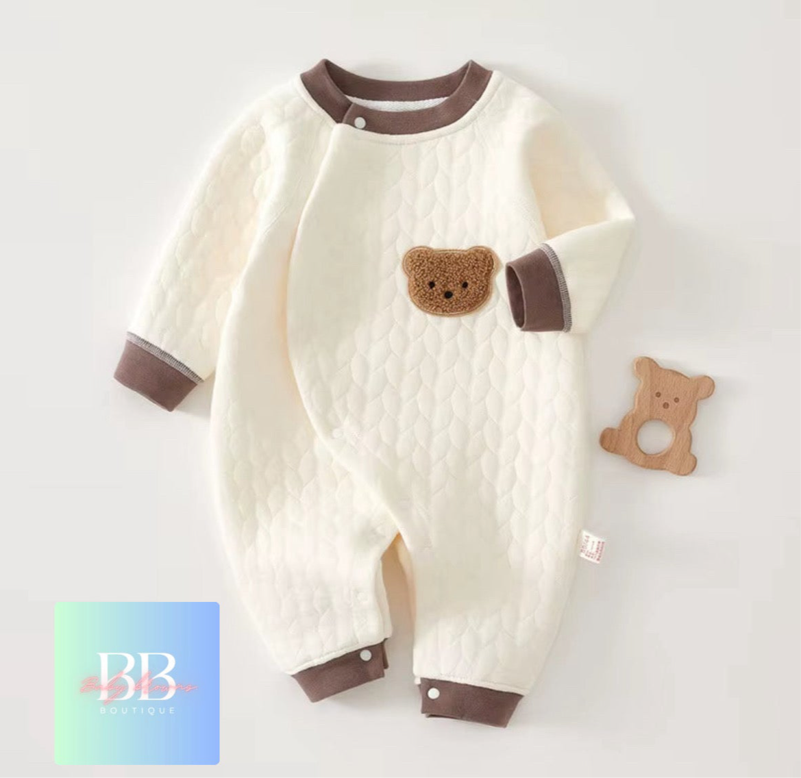 Baby/Toddler Long Sleeved Romper with Cartoon Bear Logo. 6 variants, 3-9M