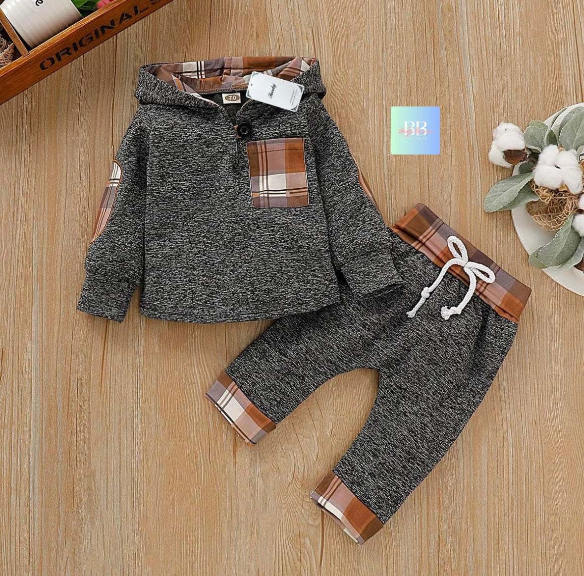 Toddler Casual Tracksuit Pants & Sweatshirt with Hood. 0M-3Y