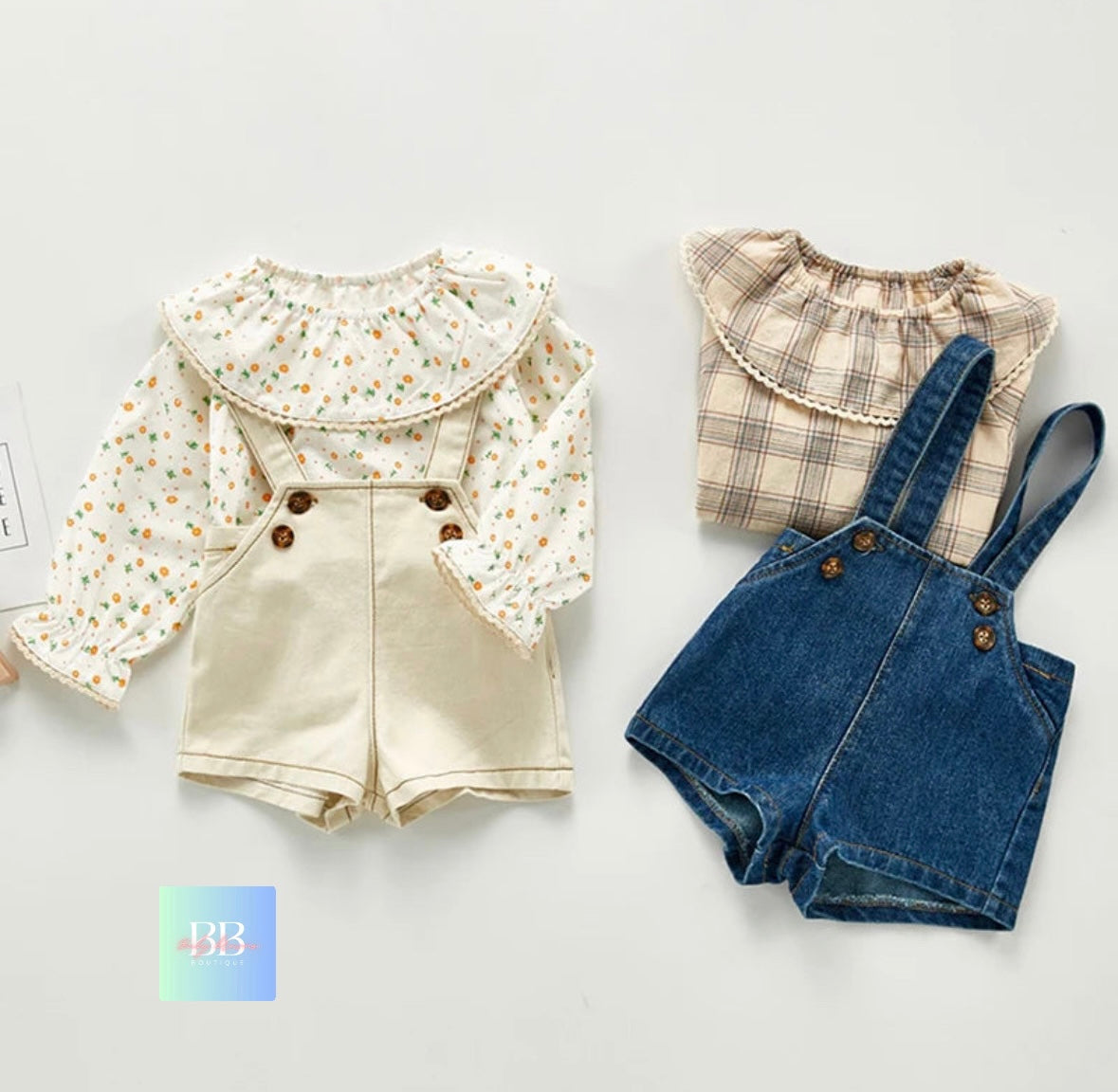 Baby/Toddler Short Denim Dungarees. 2 colours, 3M-3Y.