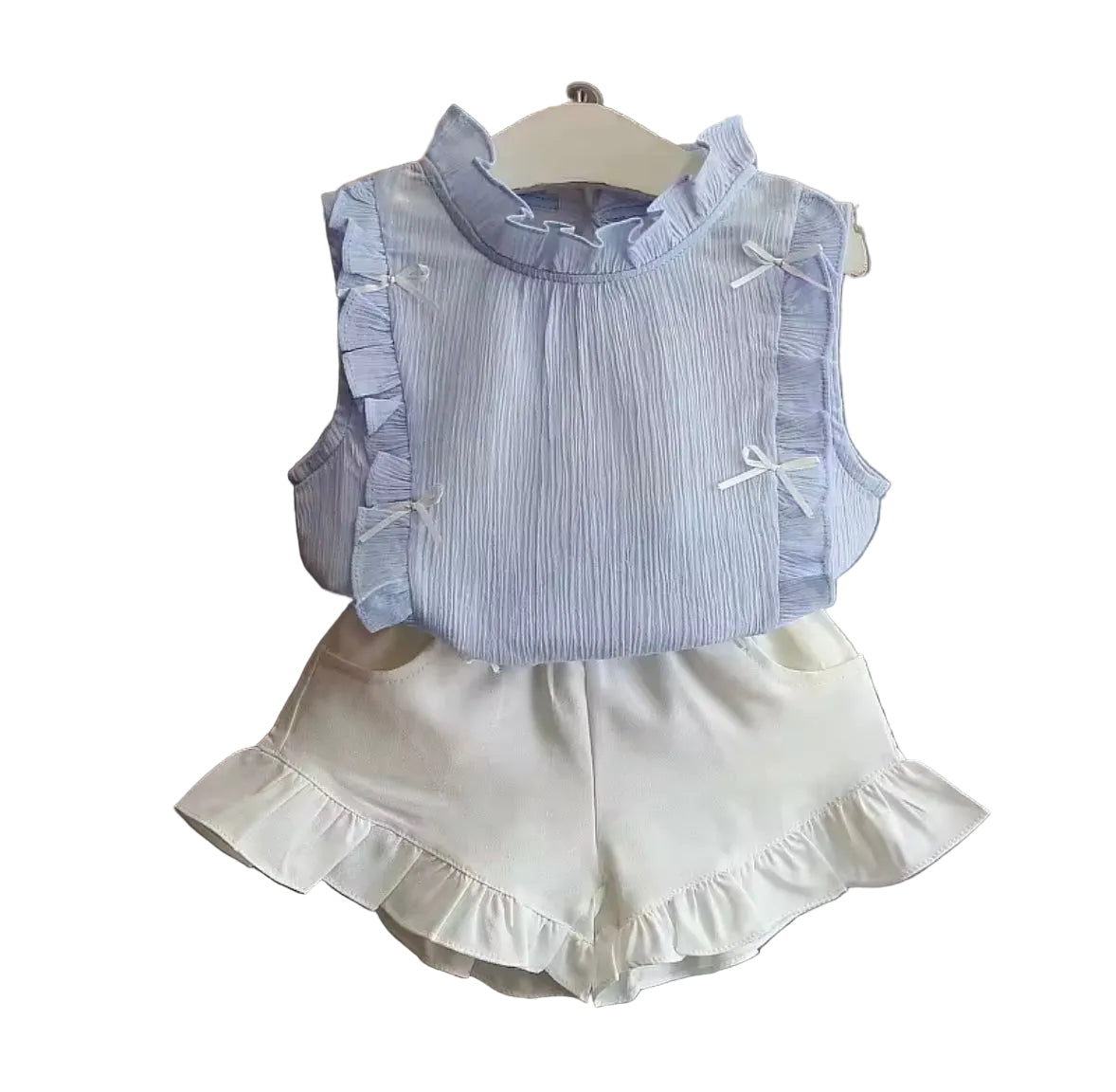 Kids Girls Lightweight Ruffled Top & Shorts Set. 3 Colours 12M-4Y