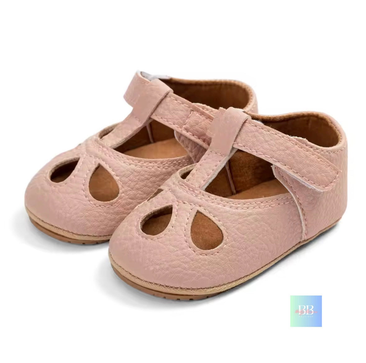 Soft Leather Baby Shoes with Velcro Strap. 3 colours, 0-18M