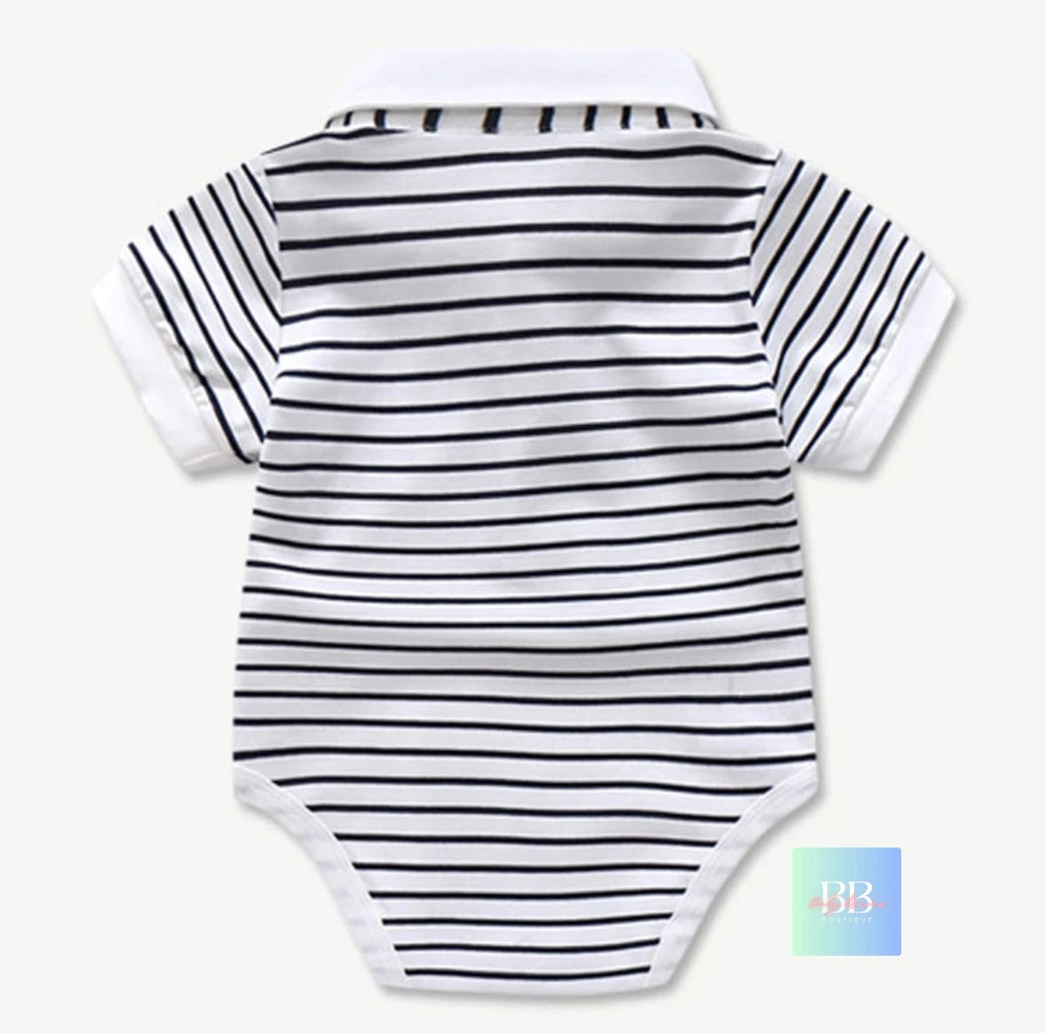 Baby/Toddler Boy Dungarees & Strip Romper with Collar. 3-24M