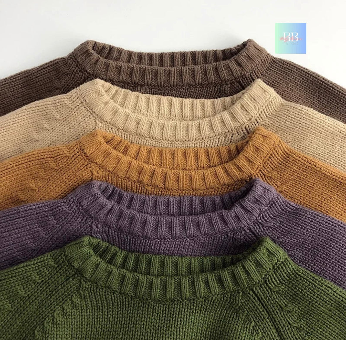 Kids Autumn/Winter Knitted Long Sleeved Round Neck Sweaters. Boys/Girls, 12M-6Y, 4 Colours.