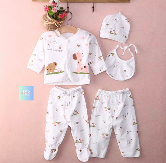 Baby Unisex Pyjamas with Animal Print Shirt & Pants. 0-3M, 3 Colours!