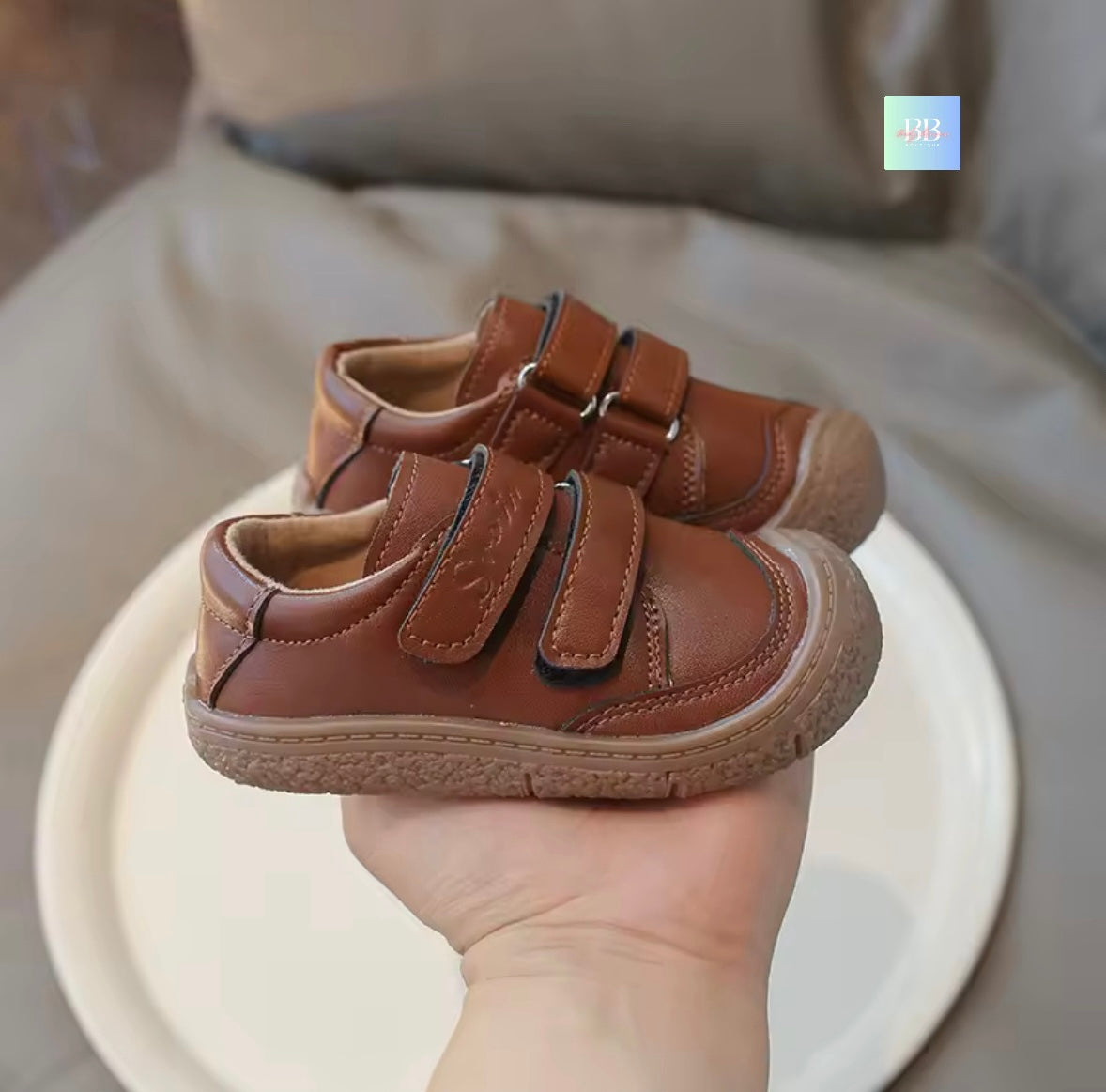 Infant Soft Leather Shoes with Velcro straps. 2 colours, EU infant size 17-26