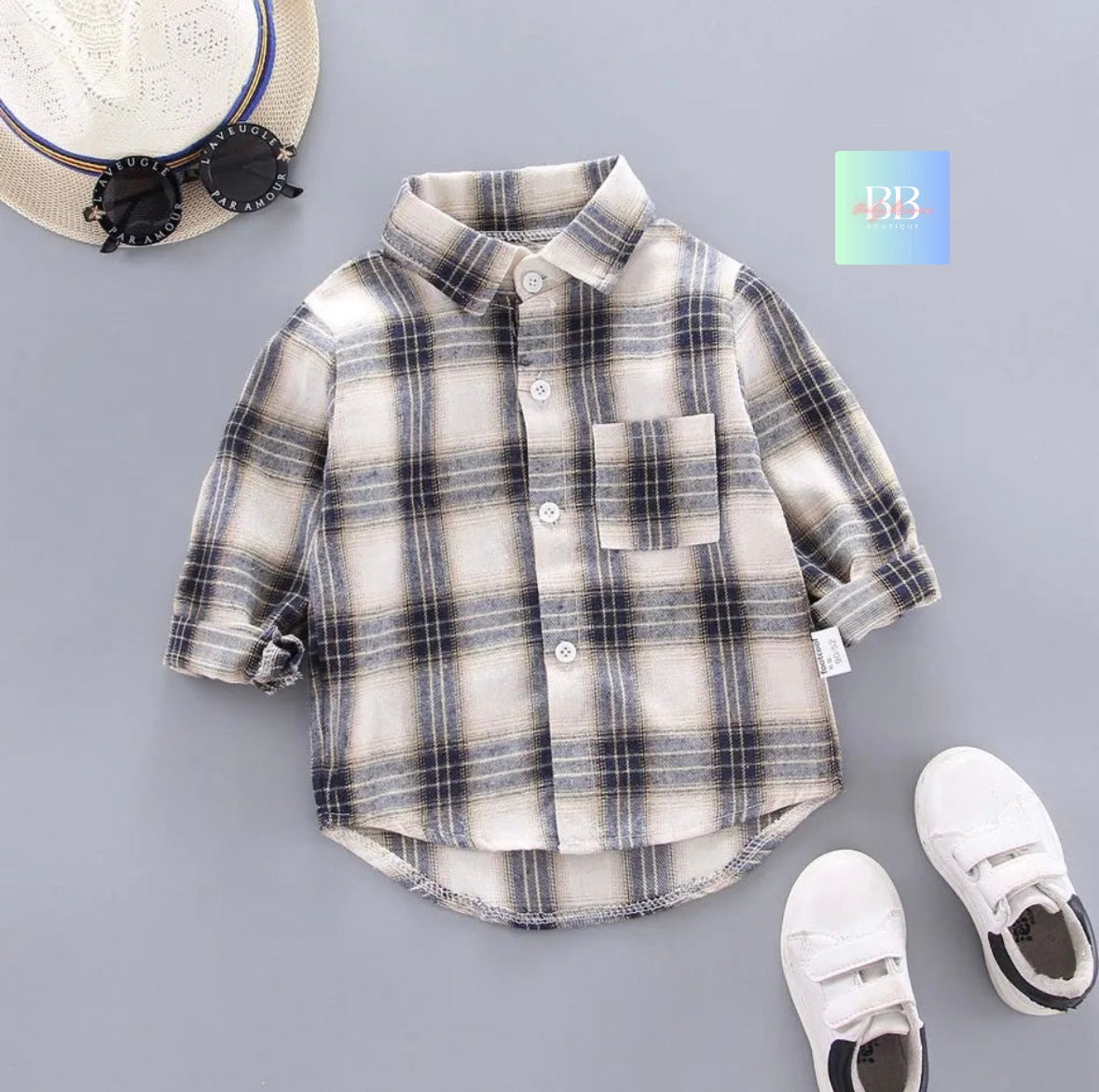 Kids Autumn/Winter Cotton Check Shirt, Long Sleeve. Boys/Girls, 12M-5Y, 5 Colours