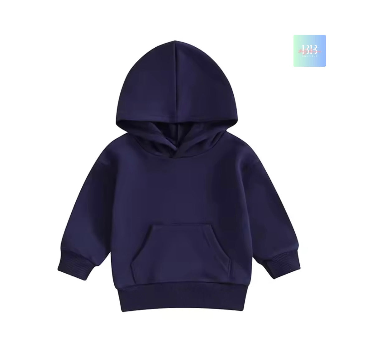 Navy blue hoodie on a white background