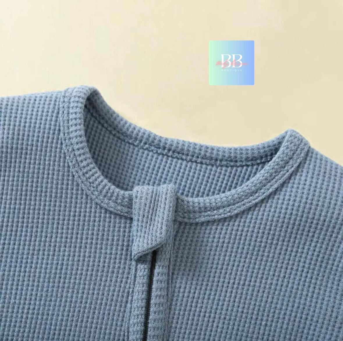 Organic waffle Cotton Baby Rompers with zip. Footed Long-Sleeve Sleepsuits 3-12M, 4 colours.