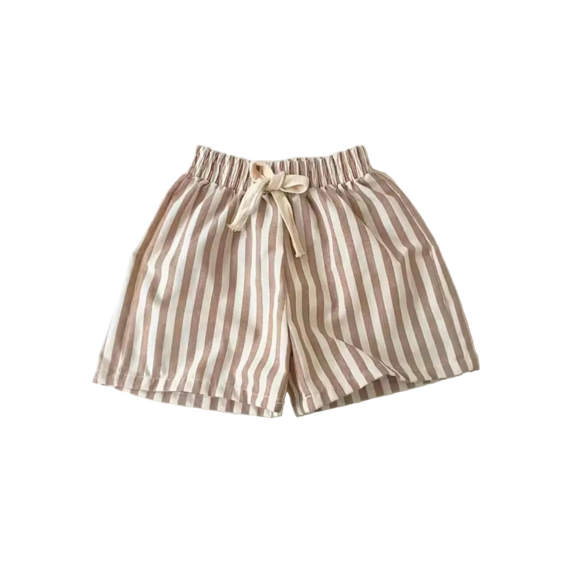 Striped shorts with a bow on a white background