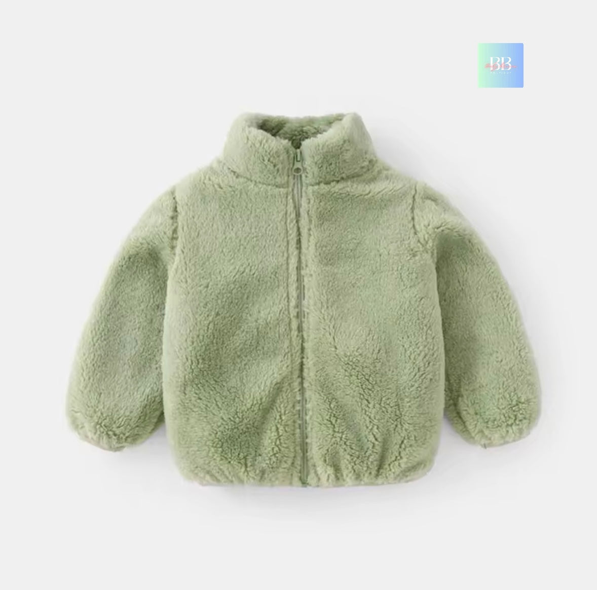 Green fleece jacket on a white background