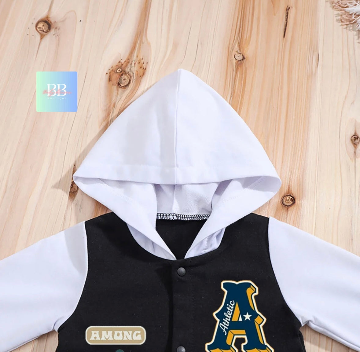 Baby Boys Baseball Romper, Long Sleeve with Hood 0-18M