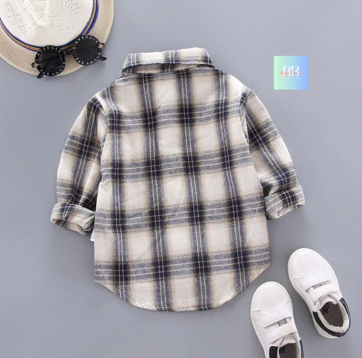 Kids Autumn/Winter Cotton Check Shirt, Long Sleeve. Boys/Girls, 12M-5Y, 5 Colours