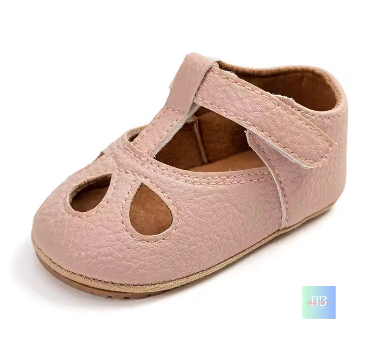 Soft Leather Baby Shoes with Velcro Strap. 3 colours, 0-18M