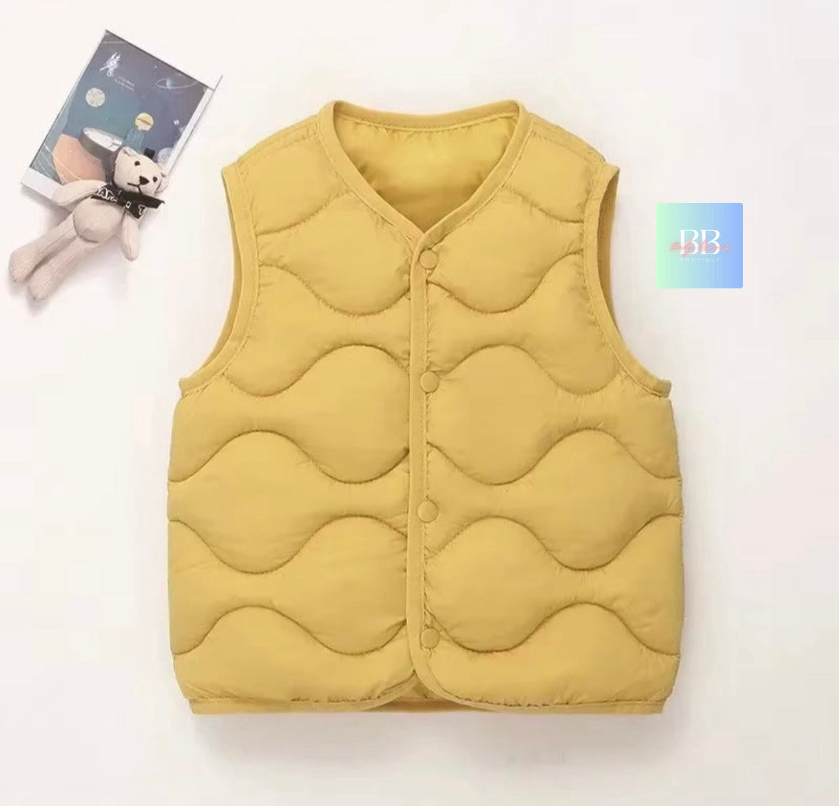 Kids Padded Sleeveless Vest/Bodywarmer with Zip. 5 colours, 2-10Y.