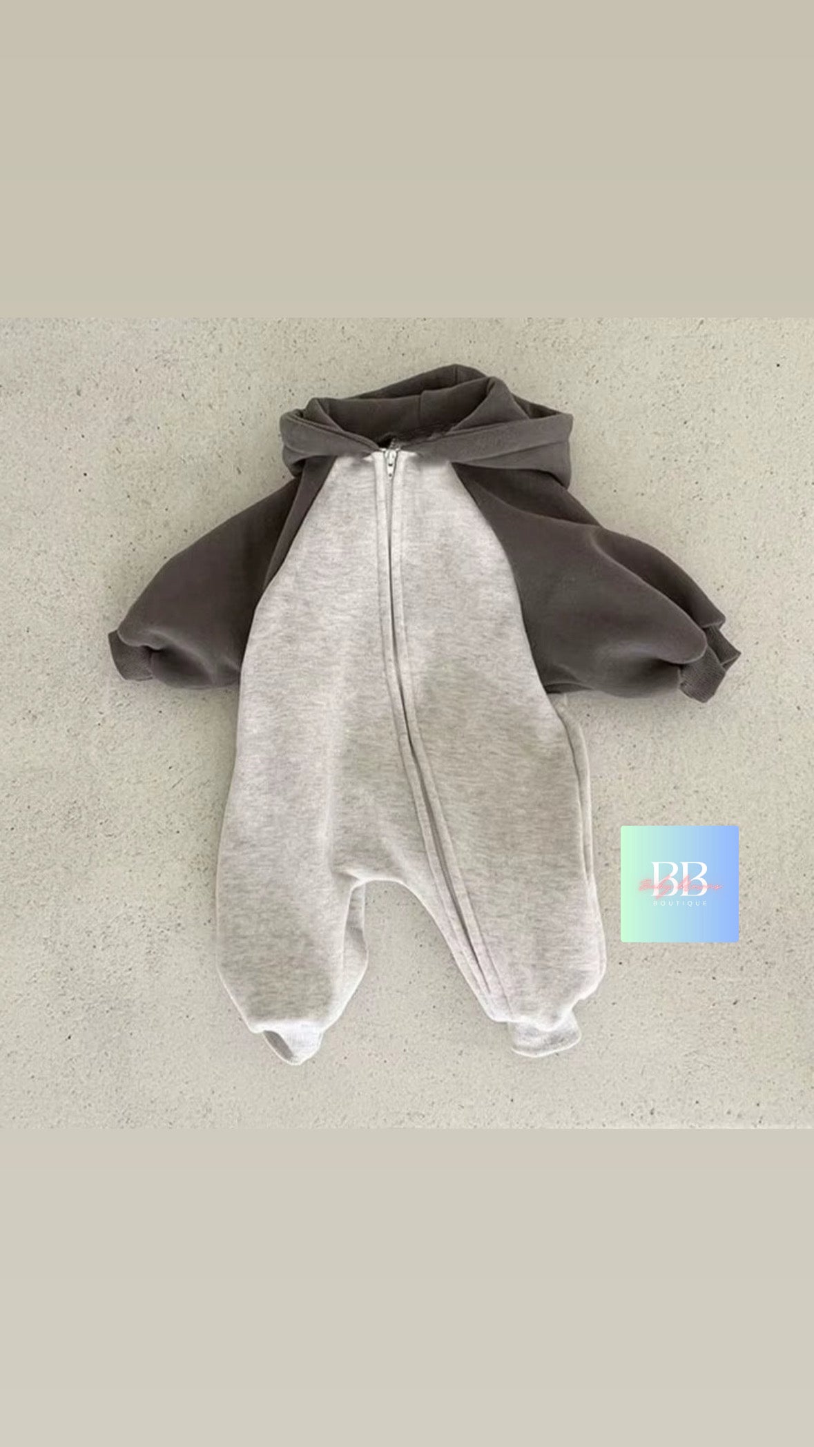 Baby/Toddler Long Sleeve Romper with Hood & Front Zip. 0-24M, 2 Colours.