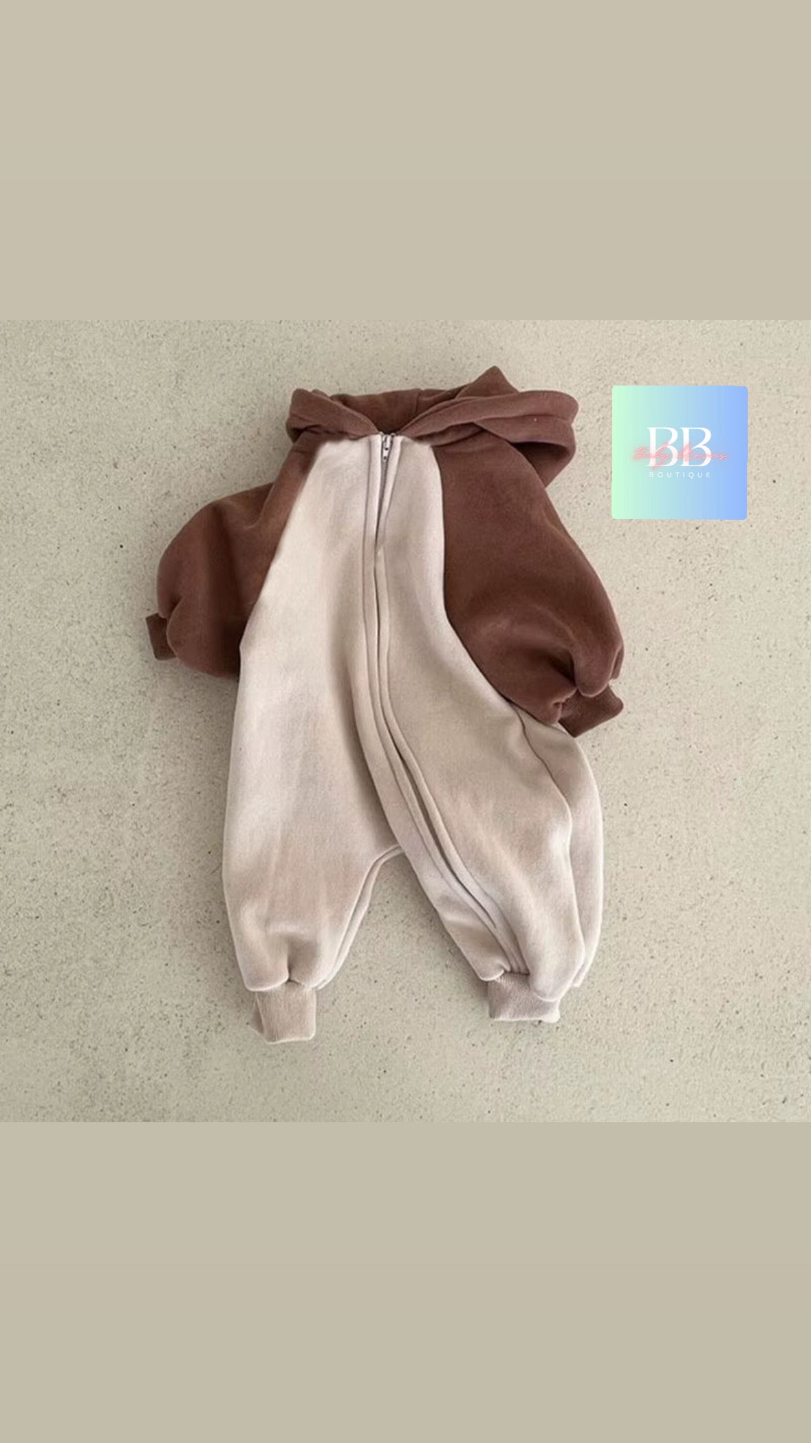 Baby/Toddler Long Sleeve Romper with Hood & Front Zip. 0-24M, 2 Colours.