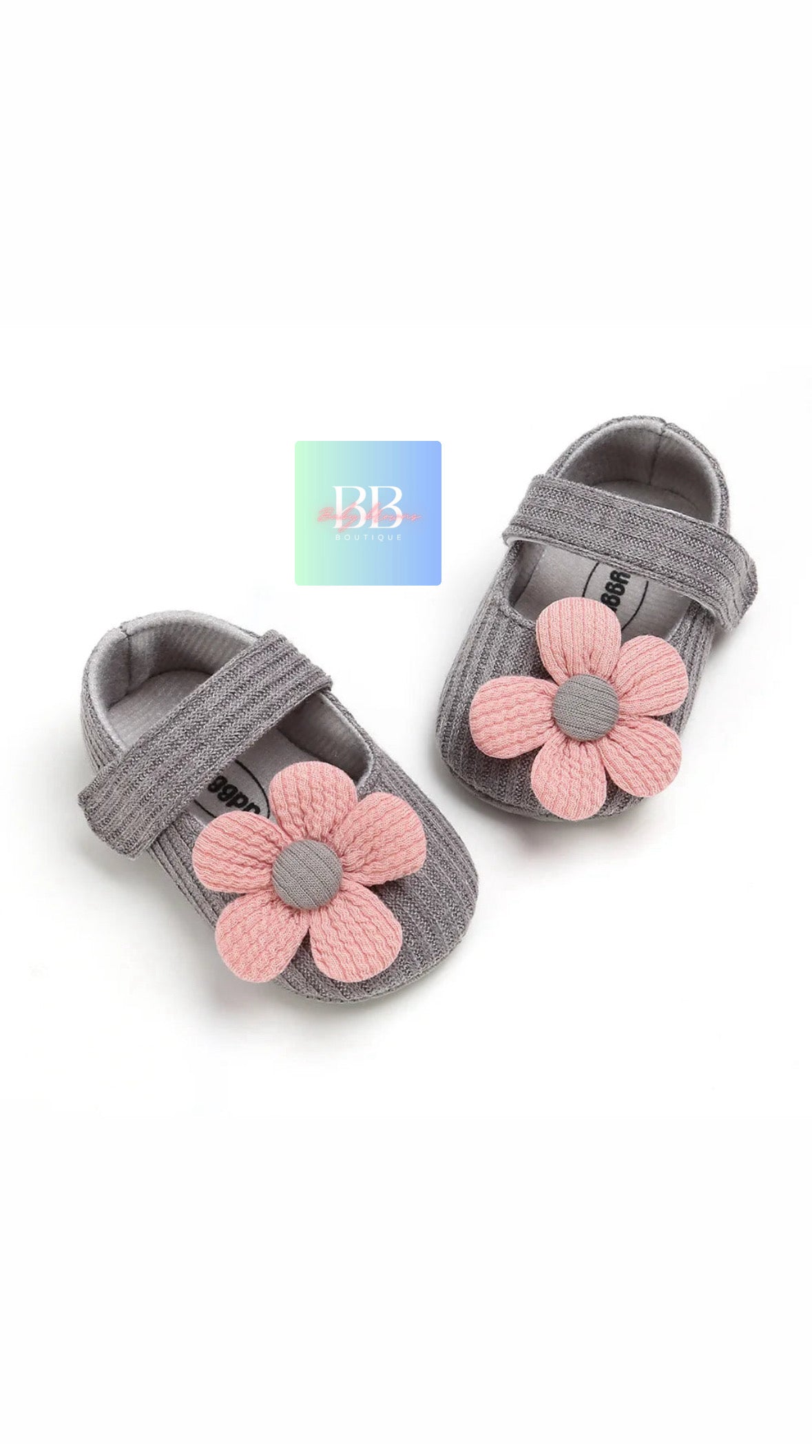 Baby/Toddler First Walkers Shoe with Strap & Cute Flower Design. 3 colours, 9-18 months