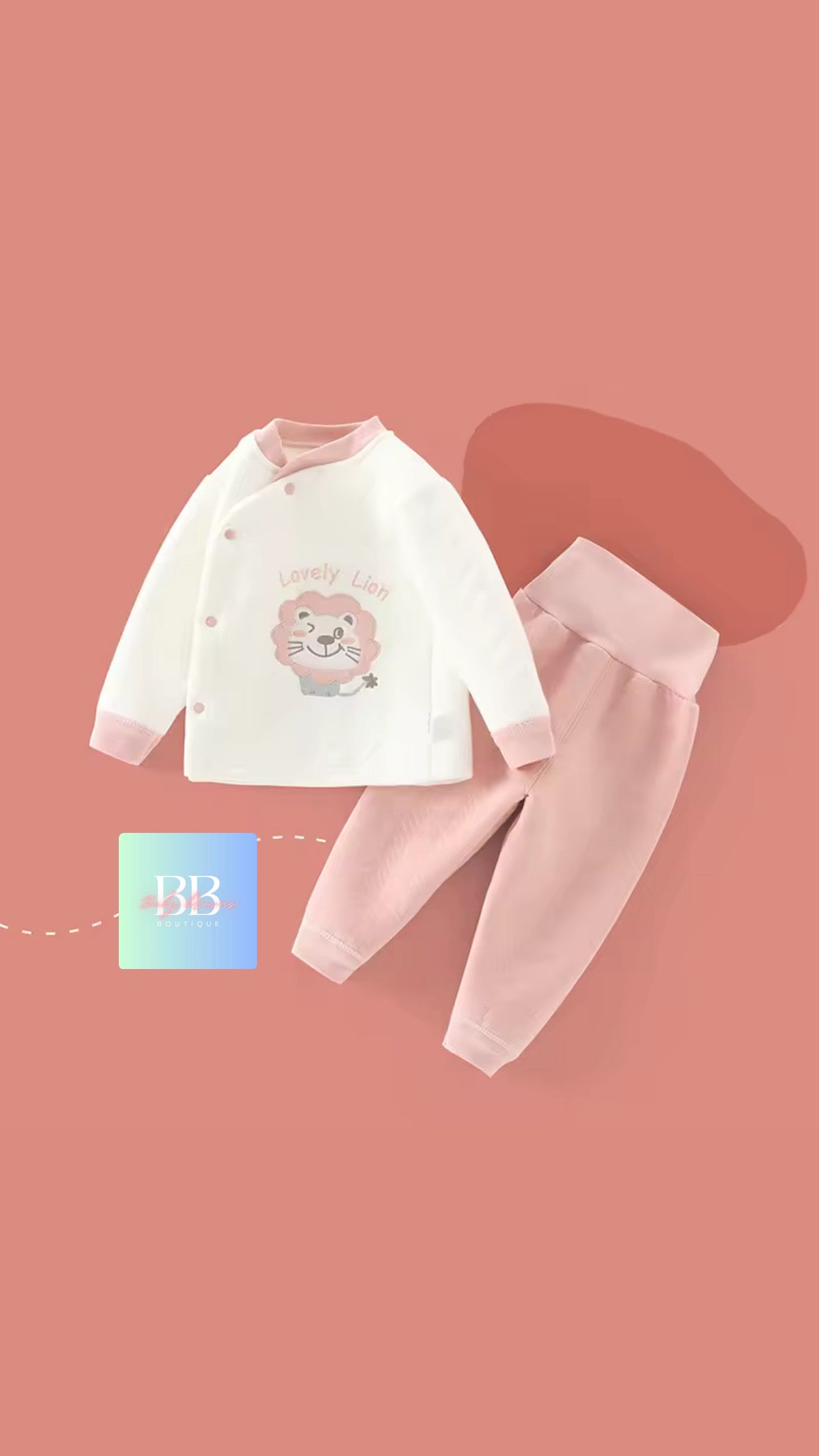 Baby/Toddler Soft Cotton Top with Button Front & Pants Set. 3-12M, 4 Colours.