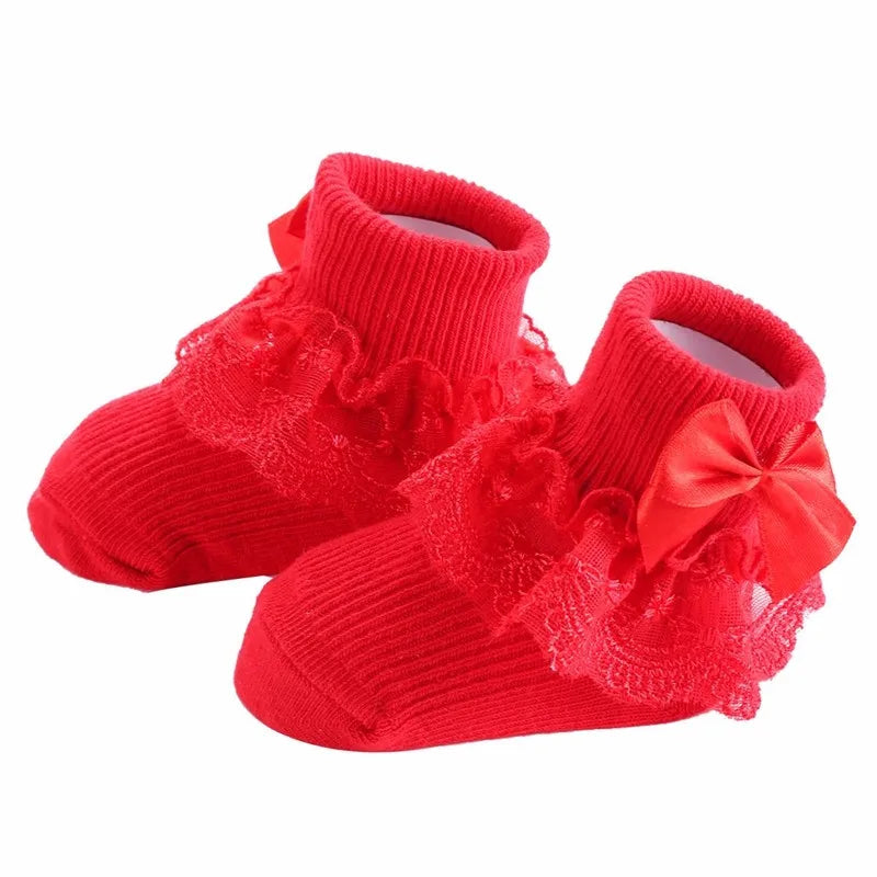 New Fashion Bow Lace Baby Socks Newborn Cotton Baby Girls Sock Cute Toddler Socks Princess Party