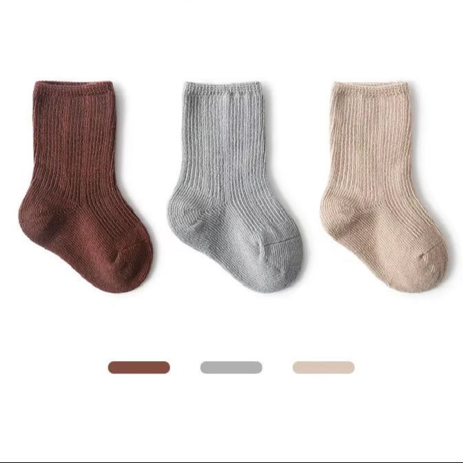 3 Pairs Baby Girl Boy Socks Toddler Cotton Baby Winter Clothes Accessories Pure Color Combed Cotton Baby Socks for Autumn