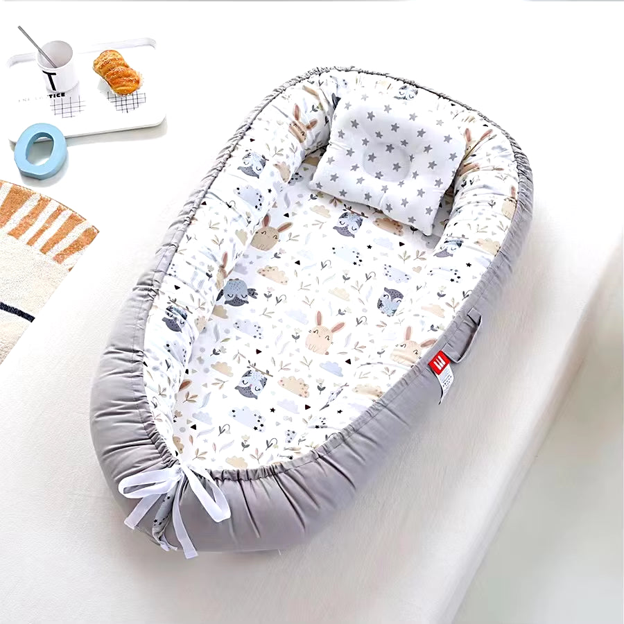 Baby Nest for Co Sleeping Newborn Baby Lounger Cotton Breathable Adjustable Baby Crib in Bed Portable