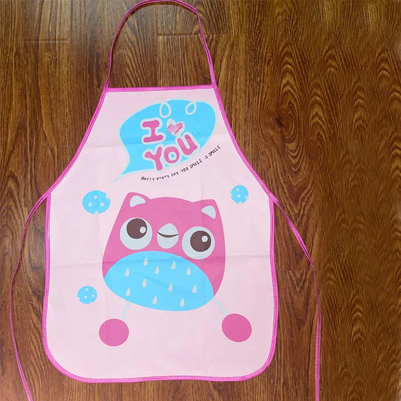 Cute Cartoon Children Apron Sleeves Chef Hat Pocket Set Kid Craft Art Kitchen Cooking Chef Suit Drink Food Baking Apron for 3-8Y