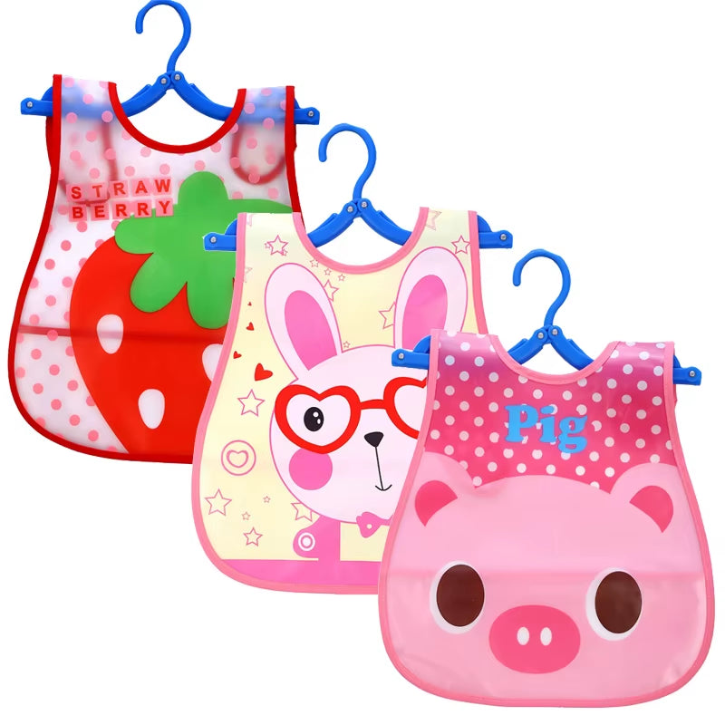 3 Pcs/Lot Waterproof Baby Bibs for Infant Toddler Boys Girls Sleeveless Feeding Apron Cartoon Animals Child Kids Bib