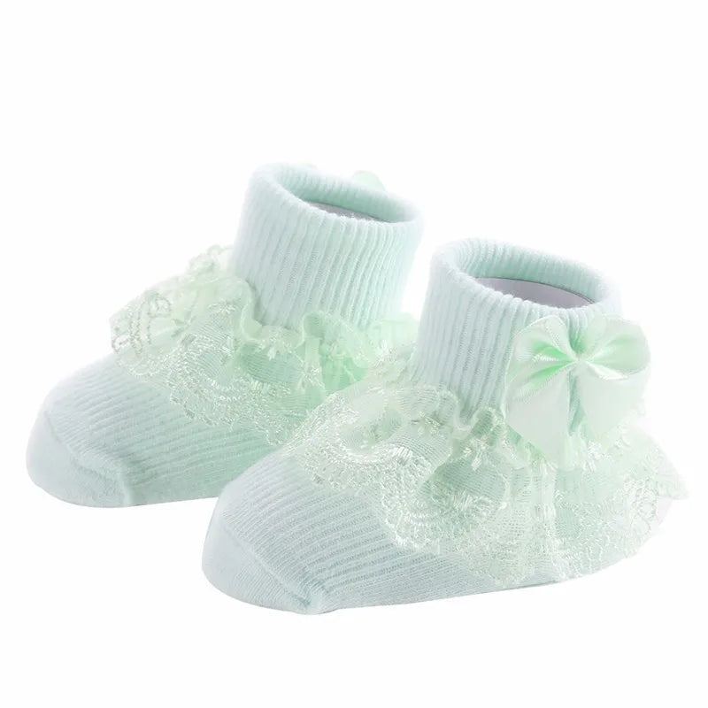 New Fashion Bow Lace Baby Socks Newborn Cotton Baby Girls Sock Cute Toddler Socks Princess Party