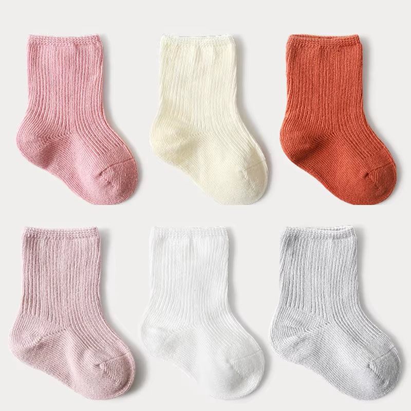 3 Pairs Baby Girl Boy Socks Toddler Cotton Baby Winter Clothes Accessories Pure Color Combed Cotton Baby Socks for Autumn