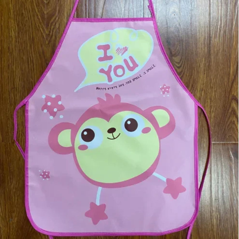 Cute Cartoon Children Apron Sleeves Chef Hat Pocket Set Kid Craft Art Kitchen Cooking Chef Suit Drink Food Baking Apron for 3-8Y