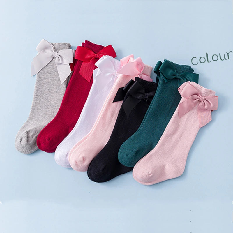 Baby Socks Bowknot Spring Summer Newborn Baby Girl Knee Socks Kids Breathable Cotton Knee High Socks for Toddler Sokken