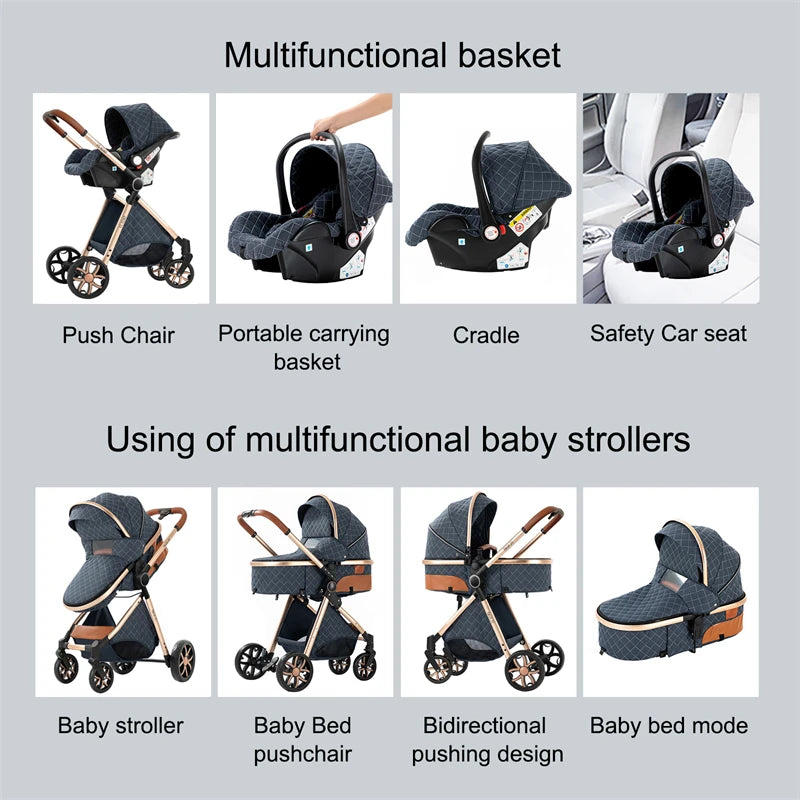Toddler Stroller 3 in 1 Stroller Pram Strollers Baby Carseat Stroller Newborn Stroller Best Stroller High Landscape Mother Kids