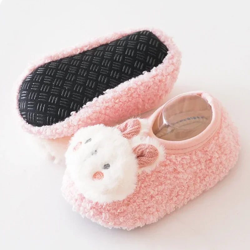 Warm Plush Baby Slippers Autumn Winter Toddler Floor Sock Shoes Boy Girl Children Soft Anti-Slip Walking Shoes Indoor Kids Shoes
