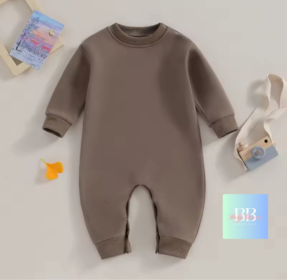 Baby/Toddler Boy/Girl Sweatshirt Romper Long Sleeve solid colour. 6 colours, 3-18M.