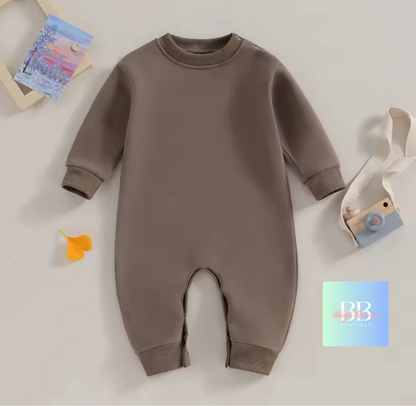 Baby/Toddler Boy/Girl Sweatshirt Romper Long Sleeve solid colour. 6 colours, 3-18M.