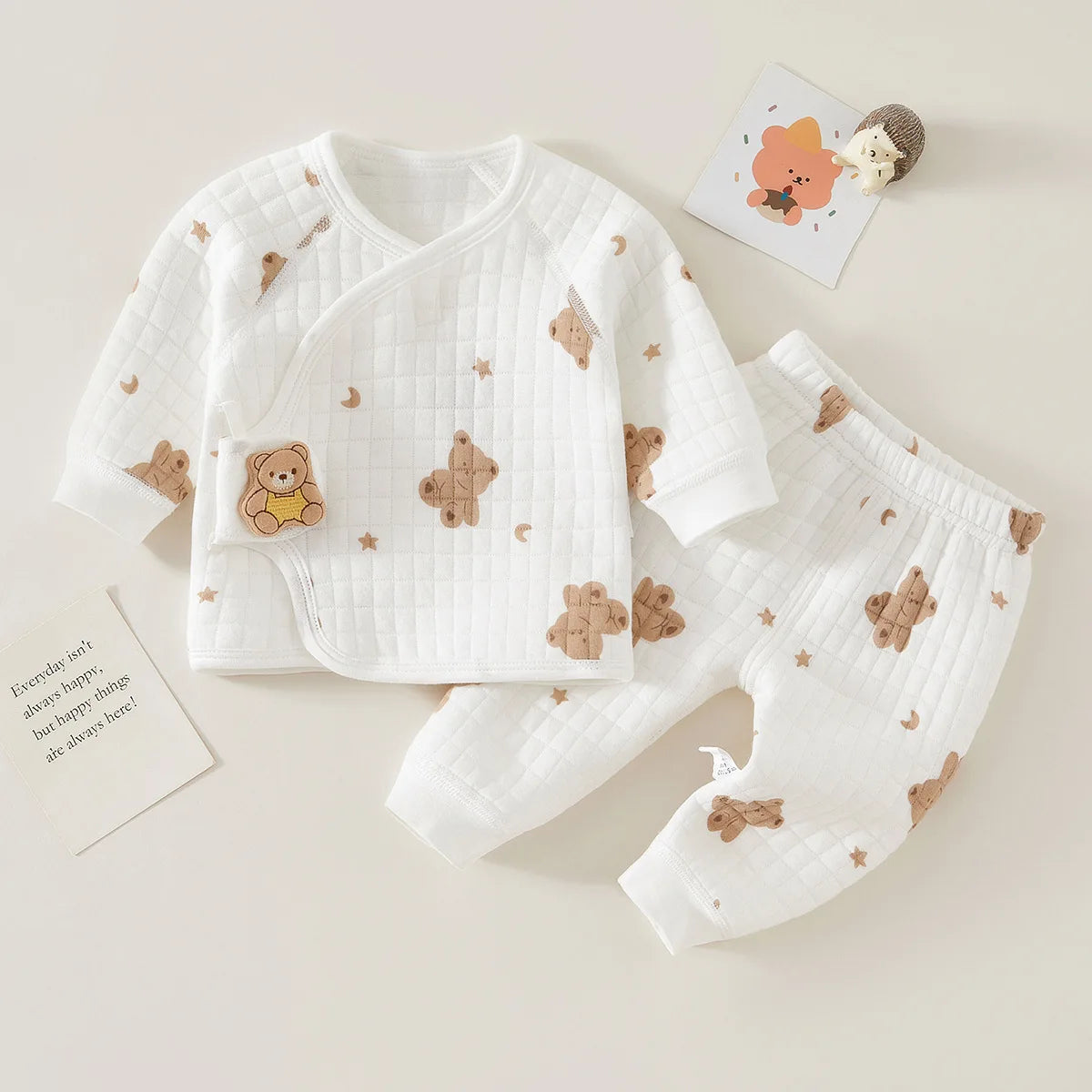 Autumn Winter Thermal Underwear Suit Baby Clothing Sets Boys Girls Pajama Sets Baby Warm Sleepwear Cartoon Bear Kids Clothes