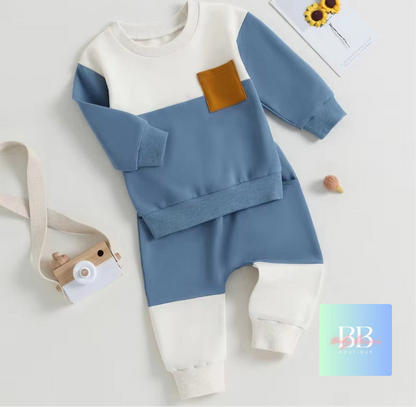 Baby/Toddler Sweatshirt & Pants set with Front Pocket. 0M-3Y, 4 colours.