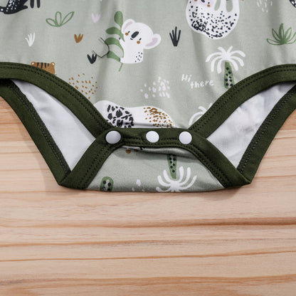 2PCS  Newborn Baby Boys Clothes Set Infant Short Sleeve Gentleman Overall Bodysuit Romper Suspenders Pants Outfits 0-18M