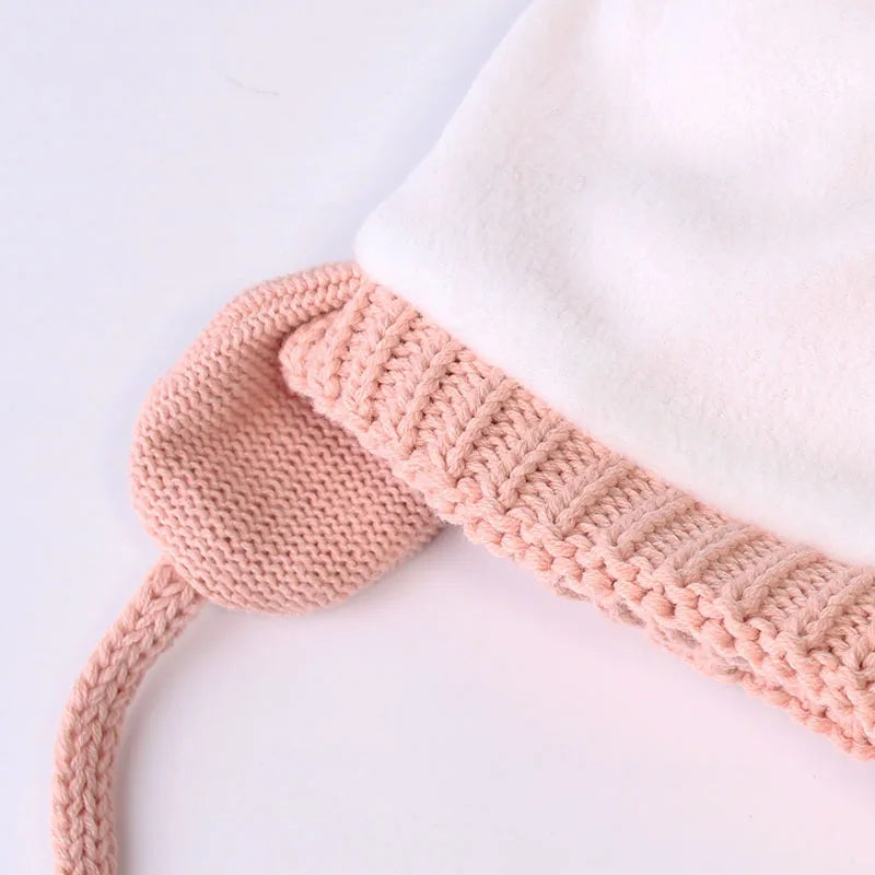 Winter Thicken Warm Baby Hat Cute Pompom Newborn Baby Girl Boy Hats Bonnet Ear Warm Knitted Kids Cap Beanie Toddler Caps