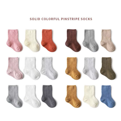 3 Pairs Baby Girl Boy Socks Toddler Cotton Baby Winter Clothes Accessories Pure Color Combed Cotton Baby Socks for Autumn