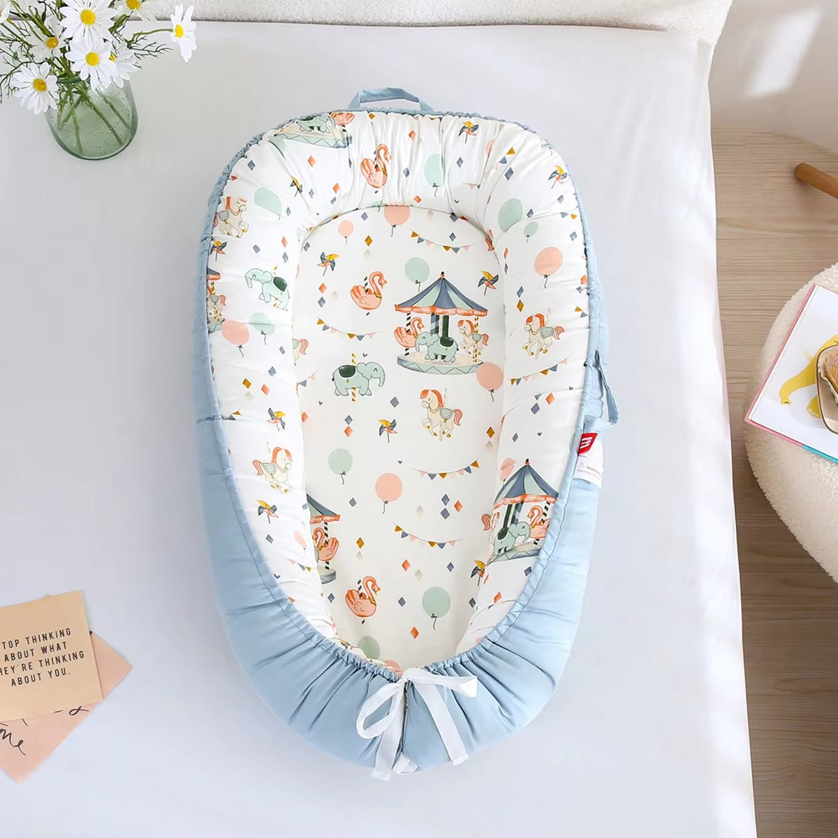 Baby Nest for Co Sleeping Newborn Baby Lounger Cotton Breathable Adjustable Baby Crib in Bed Portable