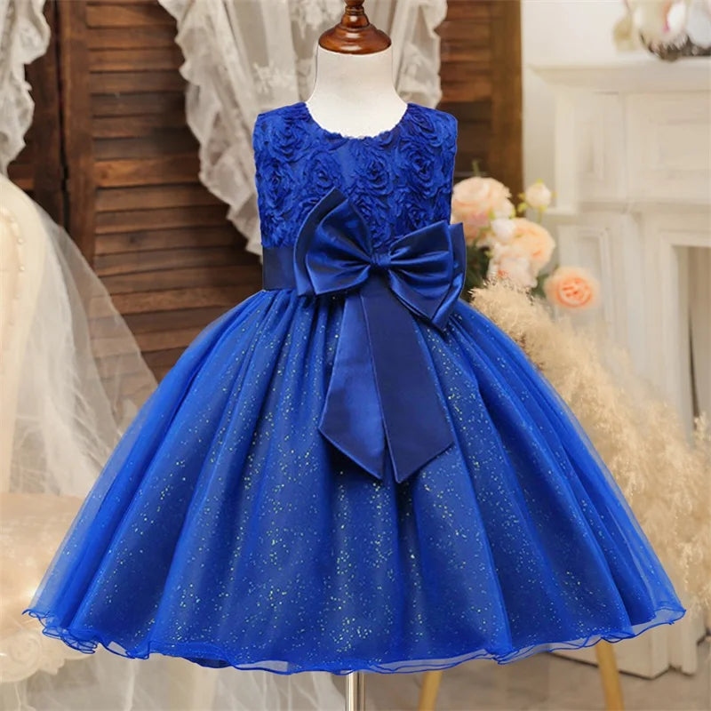White Lace Flower Girls Wedding Dress Formal Ceremonies Dress Ball Gown Kids Clothing Little Girl Birthday Christening Vestido