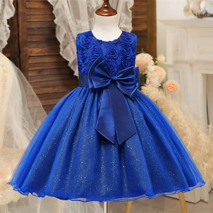 White Lace Flower Girls Wedding Dress Formal Ceremonies Dress Ball Gown Kids Clothing Little Girl Birthday Christening Vestido