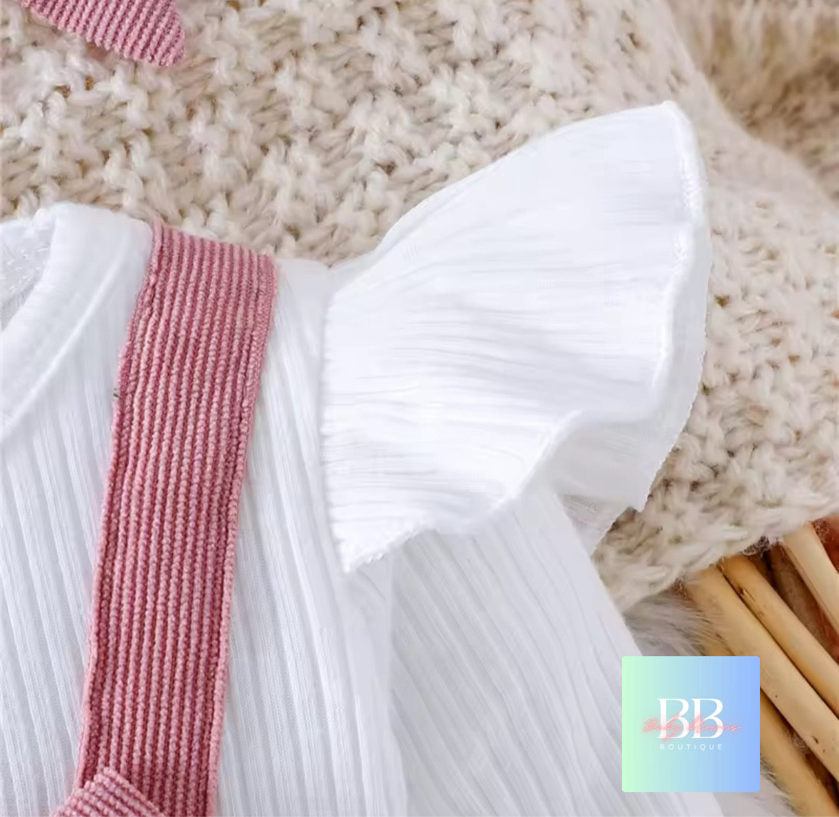 Baby Girl Long Sleeve Floral Romper with Patchwork Bow & Headband. 2 Colours, 3-18M