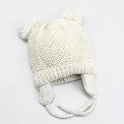 Winter Thicken Warm Baby Hat Cute Pompom Newborn Baby Girl Boy Hats Bonnet Ear Warm Knitted Kids Cap Beanie Toddler Caps