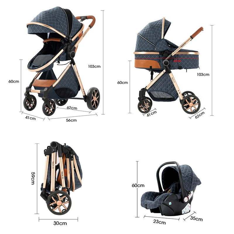 Toddler Stroller 3 in 1 Stroller Pram Strollers Baby Carseat Stroller Newborn Stroller Best Stroller High Landscape Mother Kids