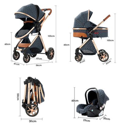 Toddler Stroller 3 in 1 Stroller Pram Strollers Baby Carseat Stroller Newborn Stroller Best Stroller High Landscape Mother Kids