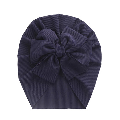 Solid Ribbed Bunny Knot Turban Hats for Baby Boys Girls Beanies Striped Thin Elastic Caps Bonnet Newborn Toddler 0-4T Headwraps