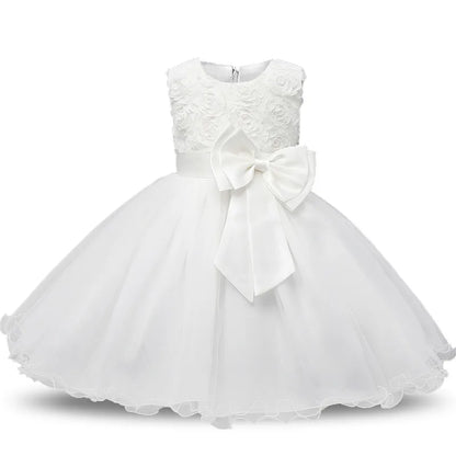 White Lace Flower Girls Wedding Dress Formal Ceremonies Dress Ball Gown Kids Clothing Little Girl Birthday Christening Vestido